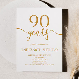 Elegante Minimalistische Champagne 90ste Verjaarda Kaart