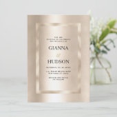 Elegante minimalistische champagne gouden glam bru kaart (Staand voorkant)