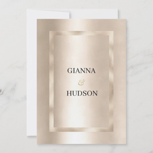 Elegante minimalistische champagne gouden glam bru kaart (Achterkant)