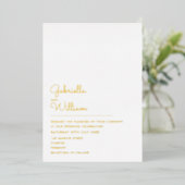 Elegante Minimalistische Chic Script Trouwgoud Folie Uitnodiging (Staand Voorkant)