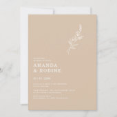 Elegante minimalistische chique bladeren bloem bru kaart (Voorkant)