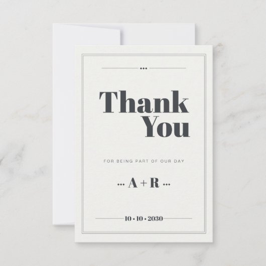 Elegante minimalistische chique bruiloft bedankkaart (Voorkant)
