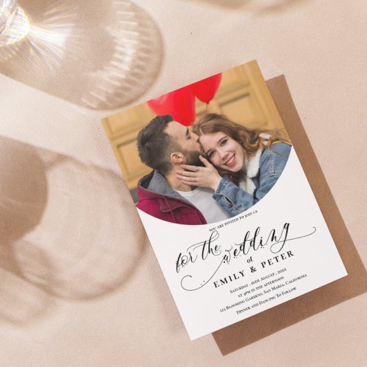 Elegante minimalistische chique foto bruiloft kaart