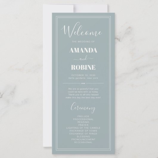 Elegante minimalistische chique huwelijksprogramma (Voorkant)