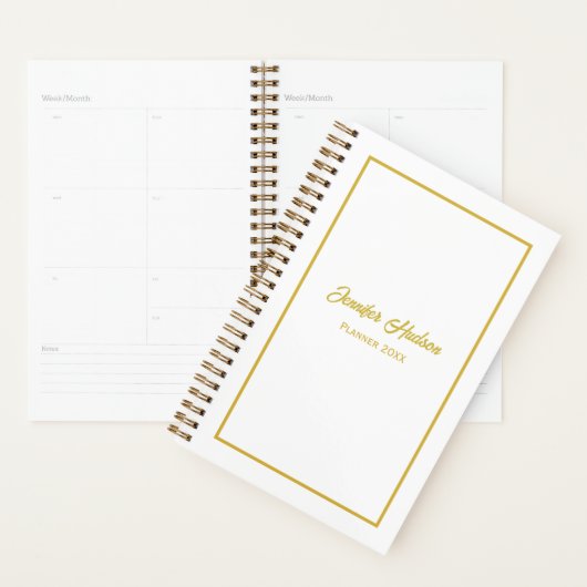 Elegante minimalistische chique witgouden weekplan planner (Display)