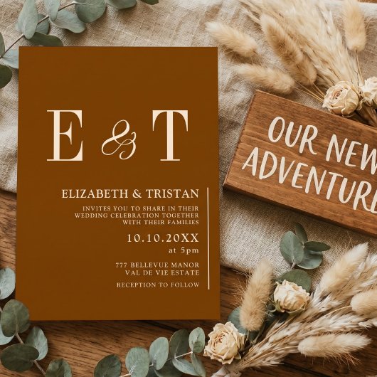Elegante Minimalistische Chocolade Bruiloft Kaart