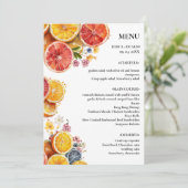 Elegante Minimalistische Citrus Trouwtafel Menu (Staand voorkant)