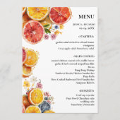 Elegante Minimalistische Citrus Trouwtafel Menu (Voorkant)