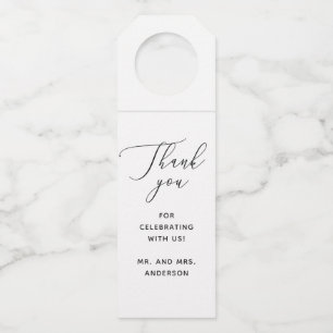 Elegante Minimalistische Clean Script Trouw Dank J Flessenhanger