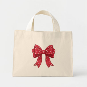 Elegante Minimalistische Coquette Rode Strik met H Mini Tote Bag