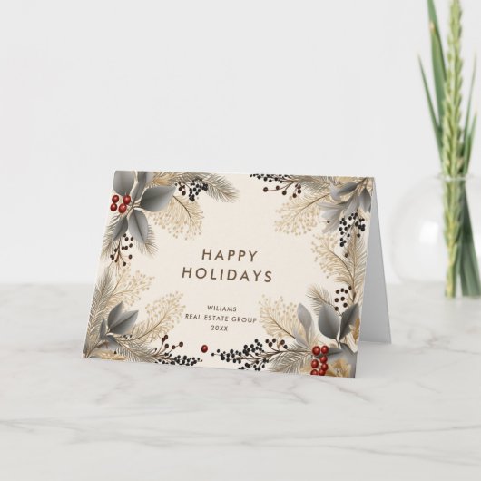 Elegante minimalistische corporate Bohemian Kerstm Feestdagen Kaart (Voorkant)