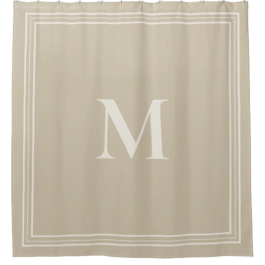 Elegante minimalistische crème Ivoor Monogram Douchegordijn (Voorkant)