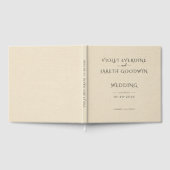 Elegante Minimalistische Crème Linen Effect Trouw Gastenboek (Volledig)