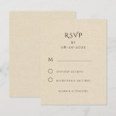 Elegante minimalistische crème linnen effect bruil RSVP kaartje (Voorkant / Achterkant)
