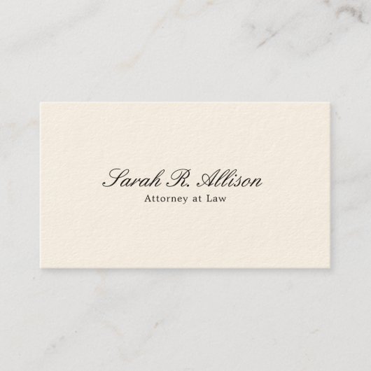 Elegante minimalistische crème professional visitekaartje (Voorkant)