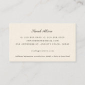 Elegante minimalistische crème professional visitekaartje (Achterkant)