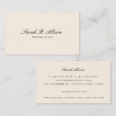Elegante minimalistische crème professional visitekaartje (Voorkant / Achterkant)