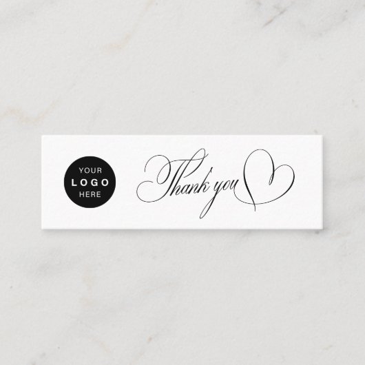 Elegante minimalistische dank u script logo mini visitekaartje (Voorkant)