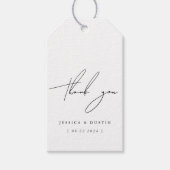 Elegante Minimalistische Dank U Zwarte Script Trou Cadeaulabel (Voorkant)