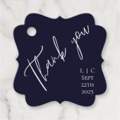 Elegante minimalistische dark navy waterverf Bedan Bedankjes Labels (Voorkant)