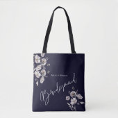 Elegante minimalistische dark navy waterverf bruid tote bag (Voorkant)