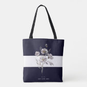 Elegante minimalistische dark navy waterverf bruid tote bag (Achterkant)