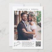 Elegante minimalistische details RSVP QR foto brui Kaart (Achterkant)