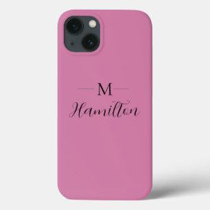 Elegante minimalistische diep roze monogram naam Case-Mate iPhone case