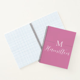 Elegante minimalistische diep roze monogram naam notitieboek