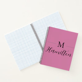 Elegante minimalistische diep roze monogram naam notitieboek