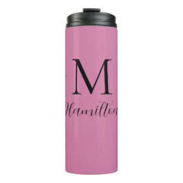 Elegante minimalistische diep roze monogram naam thermosbeker