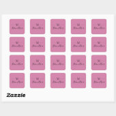 Elegante minimalistische diep roze monogram naam vierkante sticker (Vel)