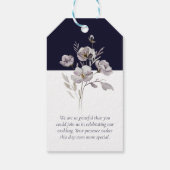 Elegante minimalistische donkerblauwe, aquarel Dan Cadeaulabel (Achterkant)