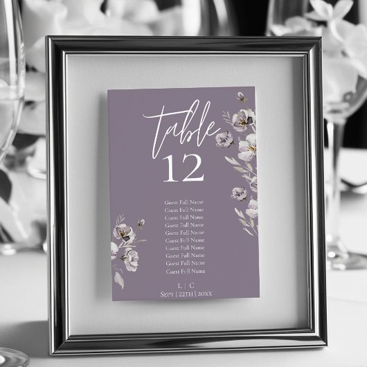 Elegante minimalistische donkere paarse waterverf  kaart