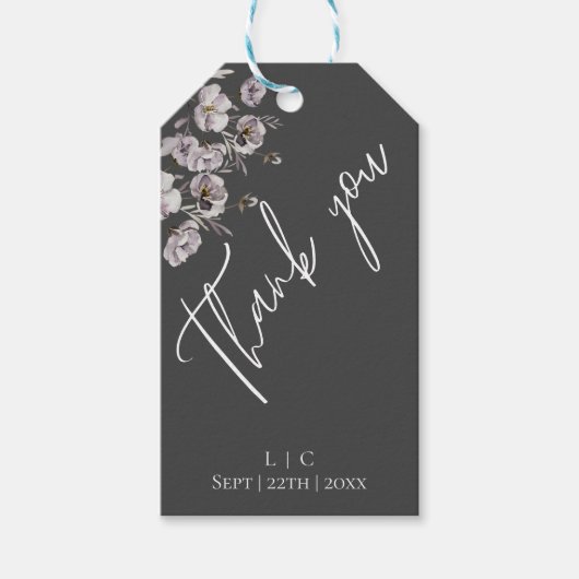 Elegante minimalistische donkergrijze, aquarel Dan Cadeaulabel (Voorkant)