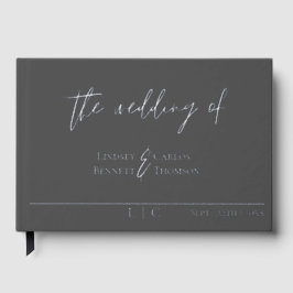 Elegante minimalistische donkergrijze kalligrafie  gastenboek