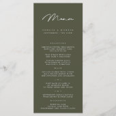 Elegante minimalistische donkergroene bruiloft men menu (Voorkant)