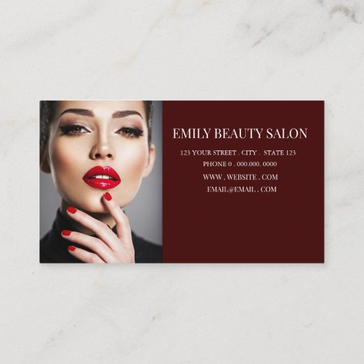 Elegante minimalistische donkerrode professionele  visitekaartje (Achterkant)