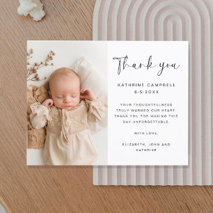Elegante Minimalistische Doop   Baby Shower Dank J Briefkaart