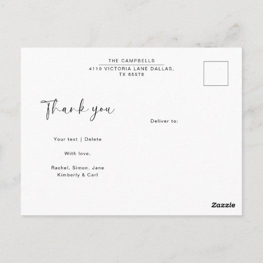 Elegante minimalistische doop | Baby shower dank u Briefkaart (Achterkant)