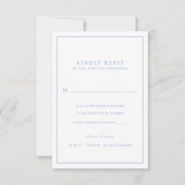 Elegante minimalistische Dusty Blue Lijst Maaltijd RSVP Kaartje