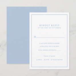 Elegante minimalistische Dusty Blue Lijst Maaltijd RSVP Kaartje