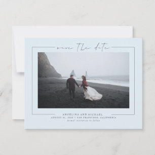 Elegante minimalistische Dusty Blue Save the Date