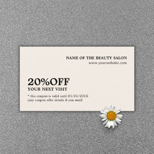 Elegante minimalistische Ecru White Coupon Salon