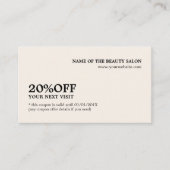 Elegante minimalistische Ecru White Coupon Salon (Voorkant)