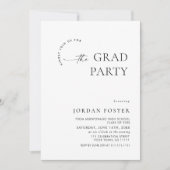 Elegante minimalistische één foto afstudeerfeest kaart (Voorkant)