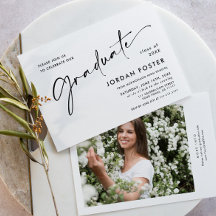 Elegante minimalistische één foto afstudeerfeest