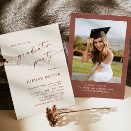Elegante minimalistische één foto afstudeerfeest kaart