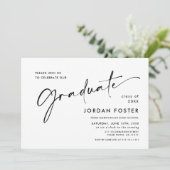 Elegante minimalistische één foto afstudeerfeest kaart (Staand voorkant)