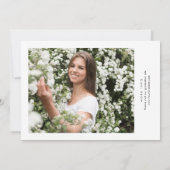 Elegante minimalistische één foto afstudeerfeest kaart (Achterkant)